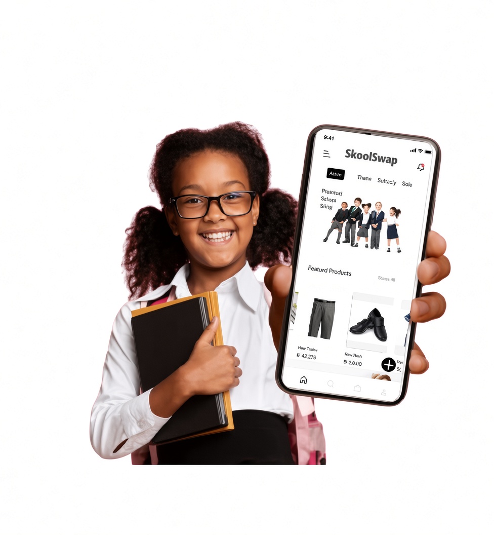 Person holding the SkoolSwap app